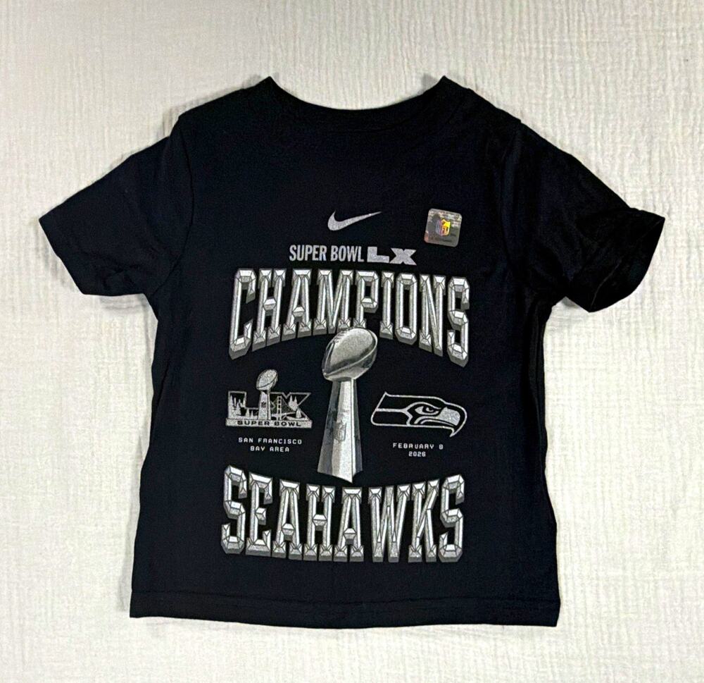 Nike Seattle Seahawks NFL Super Bowl LX Champions T-Shirt Black Toddler 3T